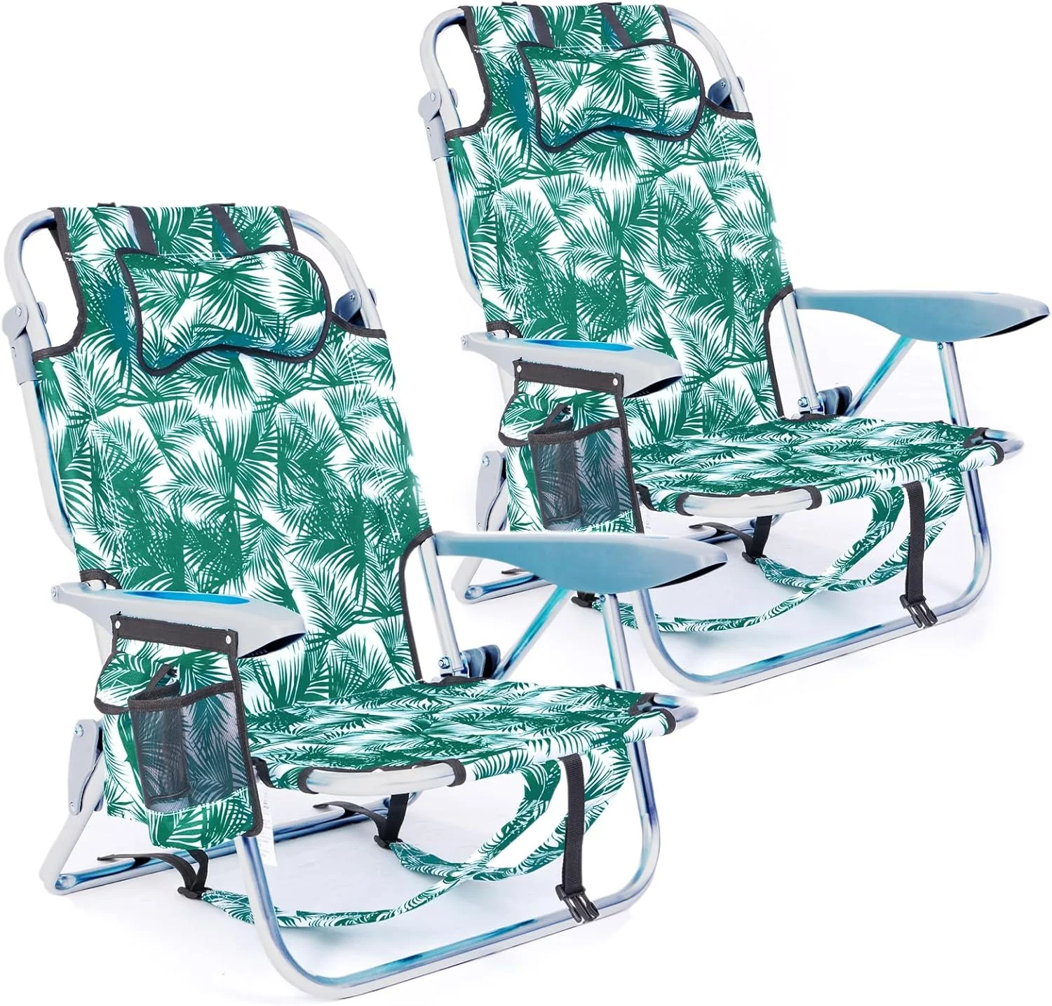 2 Pack Lightweight Portable Camping Beach Chair for Adults, Outdoor Lay Flat Folding Beach Chairs with 5 - Image 6