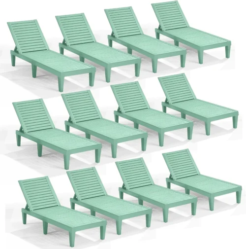 Alternative view of Lounge Chair Outdoor, Tanning Chair, Chaise Lounge Outdoor Set of 2, 5 Adjustable Positions