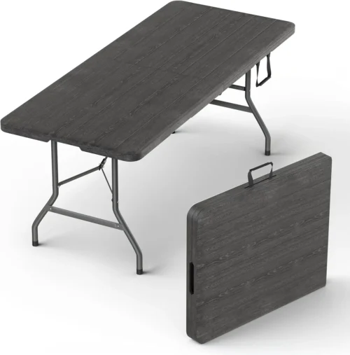 Alternative view of Modern Space 8 Feet Foldable Table with Built in Handle & Steel Legs, Heavy Duty Portable