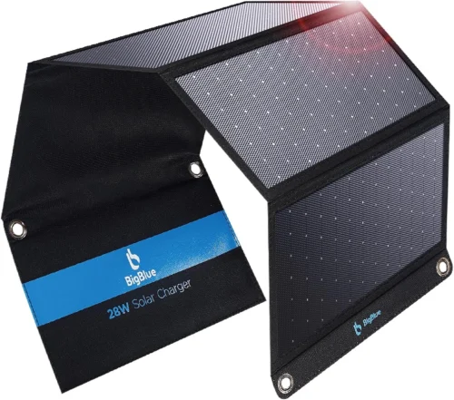 28W Solar Panel Charger with Dual USB-C and USB-A, Portable Solar Phone Charger for Camping