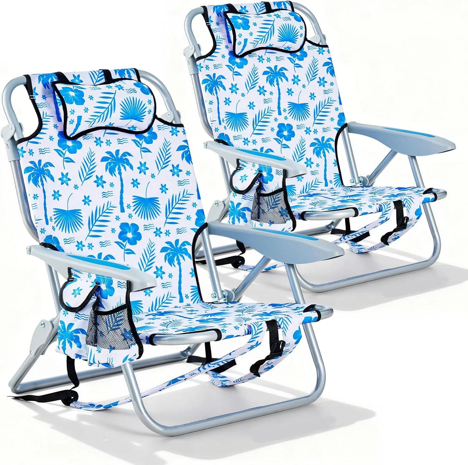 2 Pack Lightweight Portable Camping Beach Chair for Adults, Outdoor Lay Flat Folding Beach Chairs with 5 - Image 12