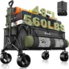 48'' Extra Large Collapsible Wagon with Big Wheels, 300L Black, 560LBS Heavy Duty