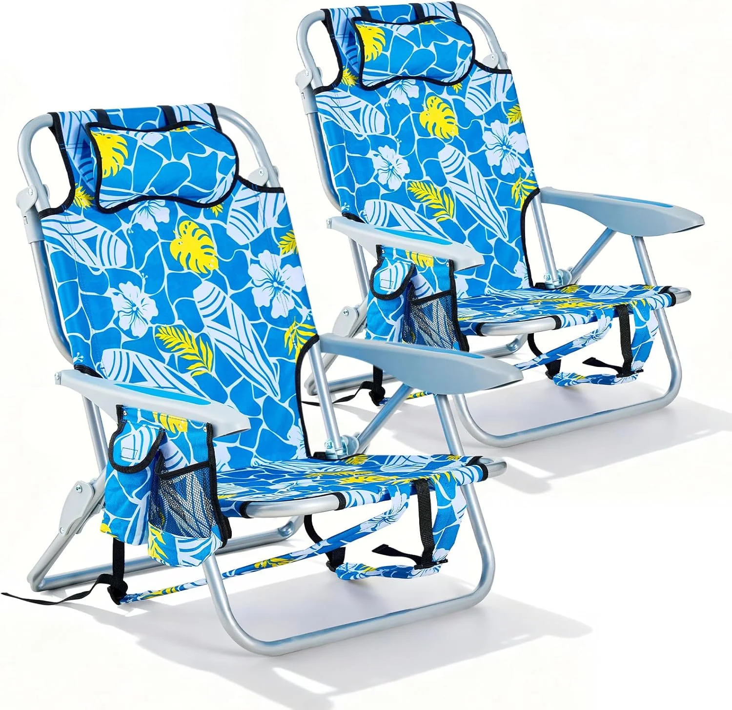 2 Pack Lightweight Portable Camping Beach Chair for Adults, Outdoor Lay Flat Folding Beach Chairs with 5 - Image 9