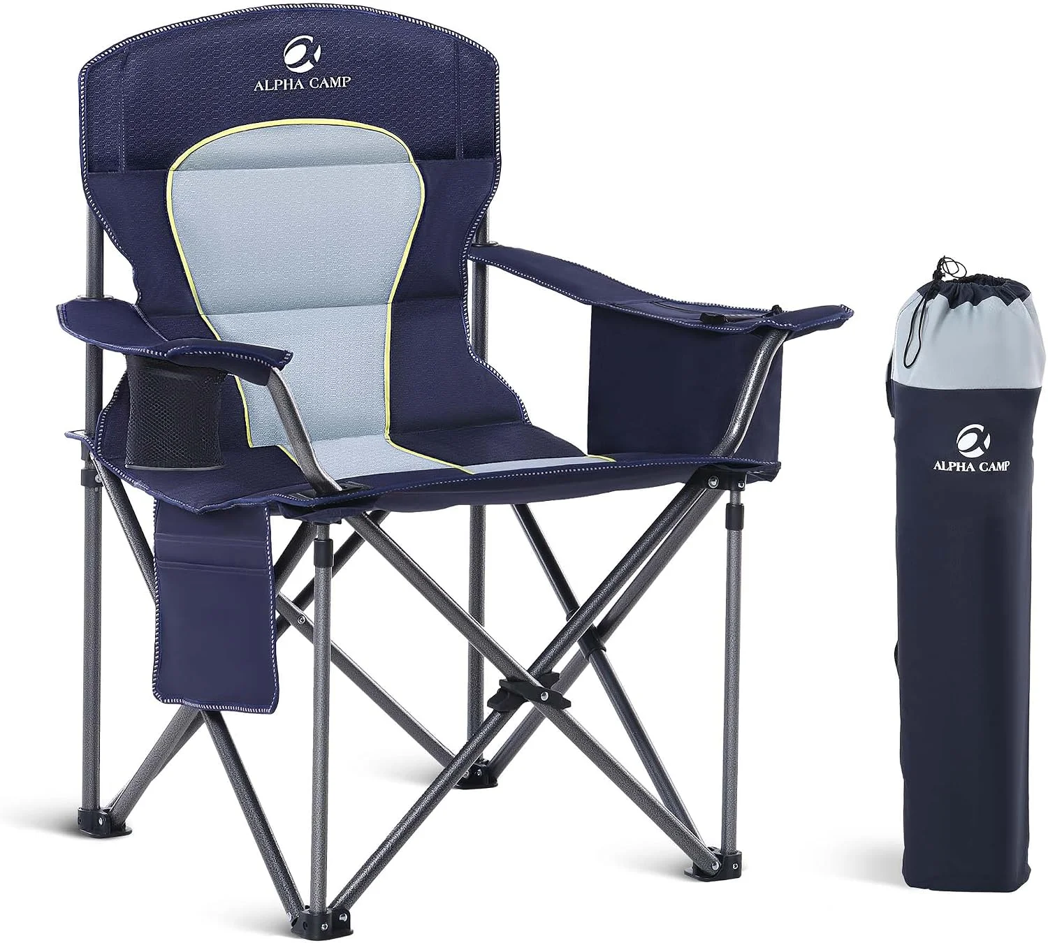 CAMP Folding Camping Chair Oversized Heavy Duty Padded Outdoor Chair with Cup Holder Storage and Cooler Bag - Image 4