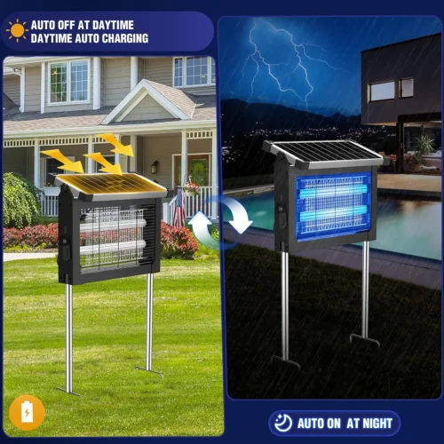 Alternative view of Bug Zapper Outdoor, 4500V Mosquito Zapper Waterproof with Panel Sensor Electric Fly Zapper Rechargeable Mosquito