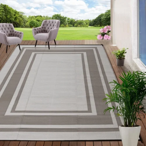 Outdoor Rugs 8'x10' Waterproof for Patios Clearance, Plastic Straw Mats for RV