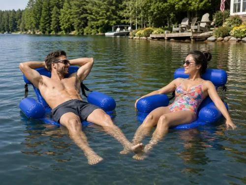 Alternative view of 2-Pack Water Chair Inflatable Pool Float Lounges for Adults, Adjustable Reclining Water Chairs for Pool