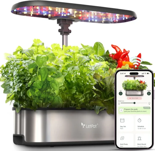 LPH-SE Hydroponics Growing System, 12 Pods Smart Herb Garden Kit Indoor, with 24W Growing LED, 5.5L Water Tank