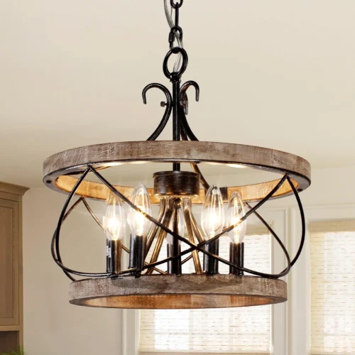 Alternative view of Wood Chandelier Light Fixture