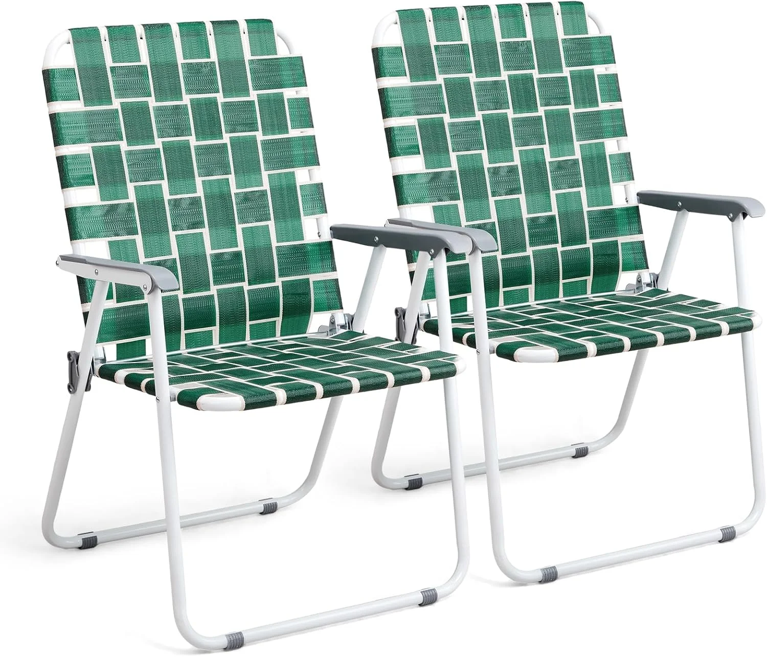 Patio Lawn Webbed Folding Chairs Set of 2, Outdoor Beach Portable Lawn Chair Camping Chair Beach Chair for Yard