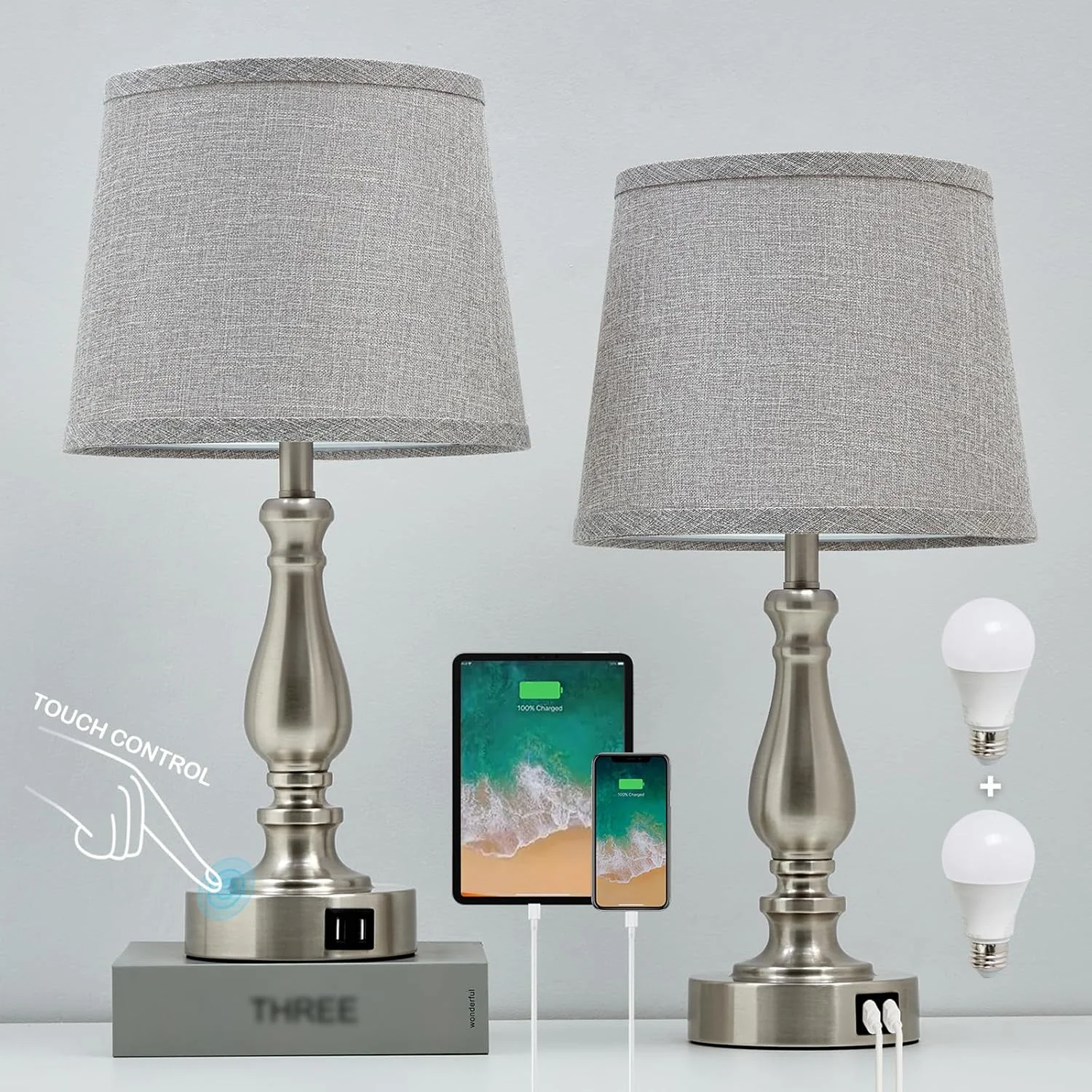 Nook Lamps for Bedroom Set of 2, Dimmable, Bulb Included - Image 8