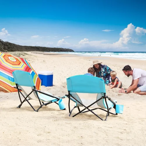 Alternative view of Low Beach Chair for Adults 2 Pack, Low Profile Folding with Cup Holder & Carry Bag, Heavy Duty Chair for Outdoor