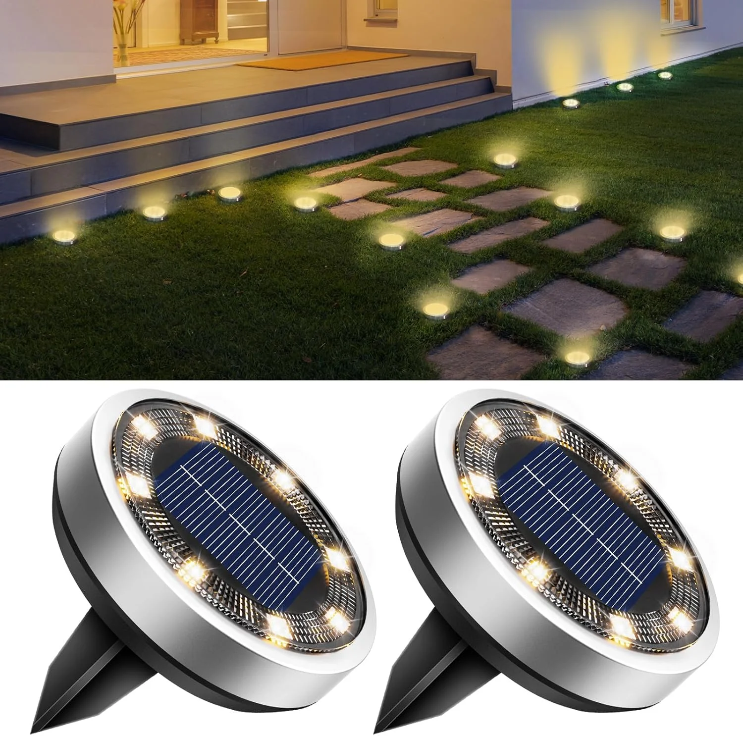 16 Pack Solar Lights Outdoor Waterproof, 8 LED Solar Ground Lights - For Home Projects - Image 21