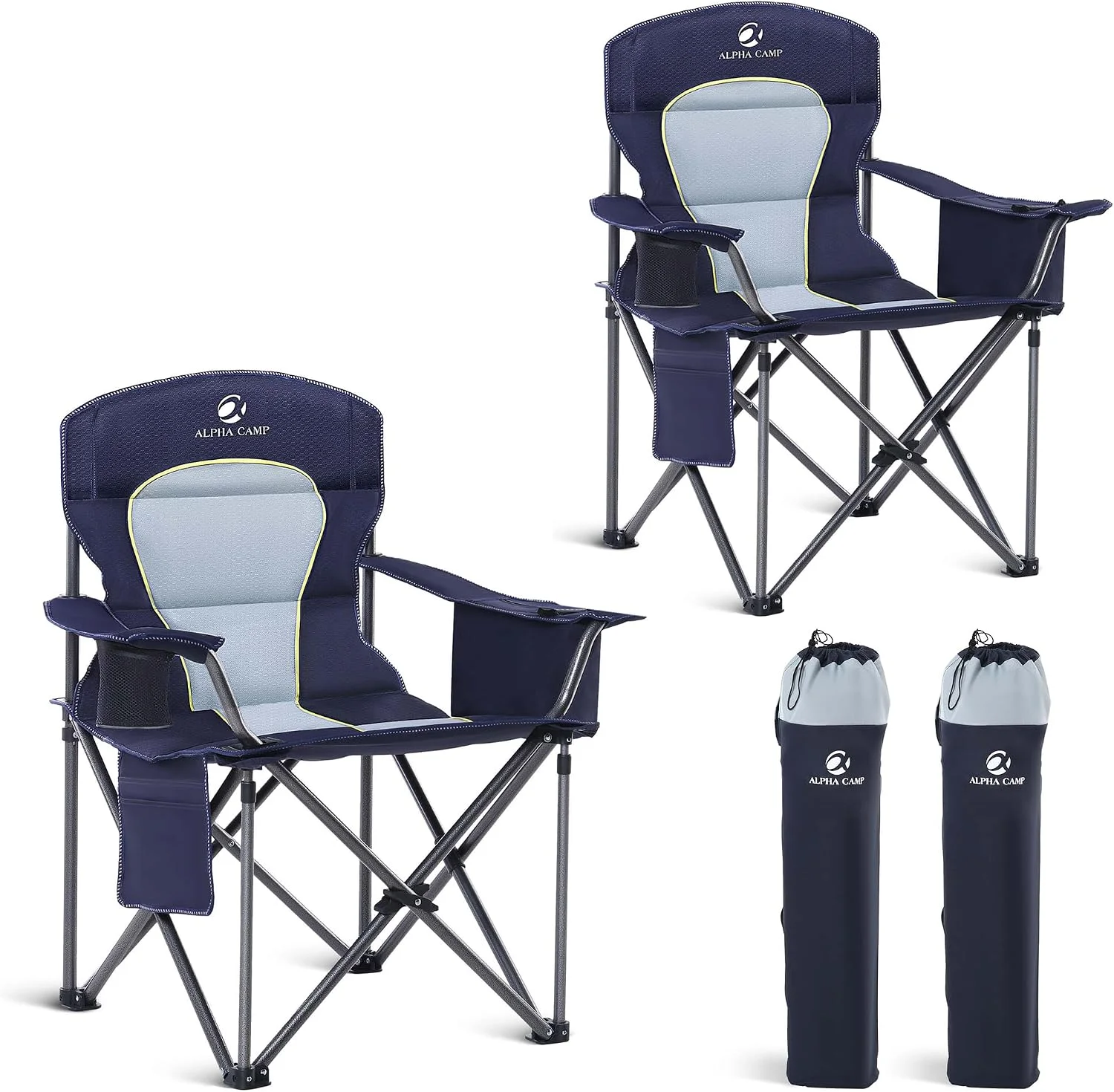 CAMP Folding Camping Chair Oversized Heavy Duty Padded Outdoor Chair with Cup Holder Storage and Cooler Bag - Image 6