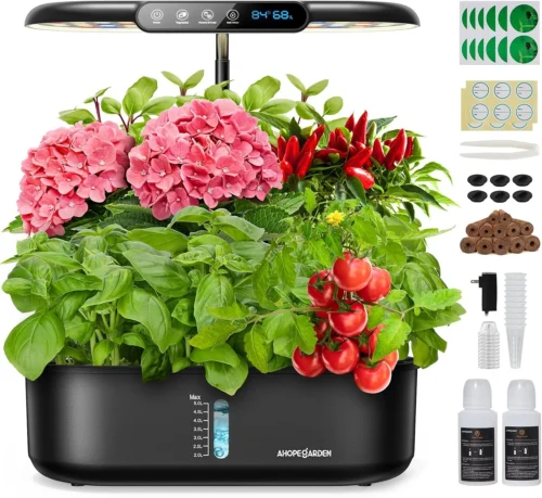 Alternative view of Hydroponics Growing System Herb Garden: 10 Pods Indoor Garden Kit with LED Grow Light and Smart Temp &