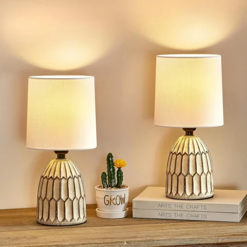 Alternative view of Table Lamp Set of 2-13.5 Small Boho Lamp, Farmhouse Rustic Ceramic Table Lamp for Bedroom