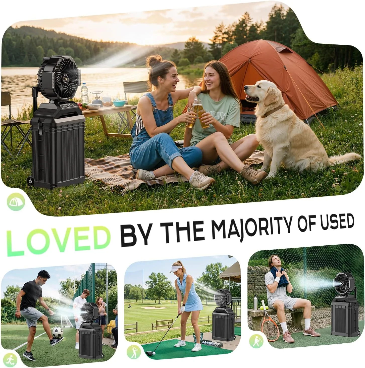 4 Gal Large Misting Bucket Fan Portable, 40000mAh Rechargeable Mister Fan with Retractable Handle & - Image 7