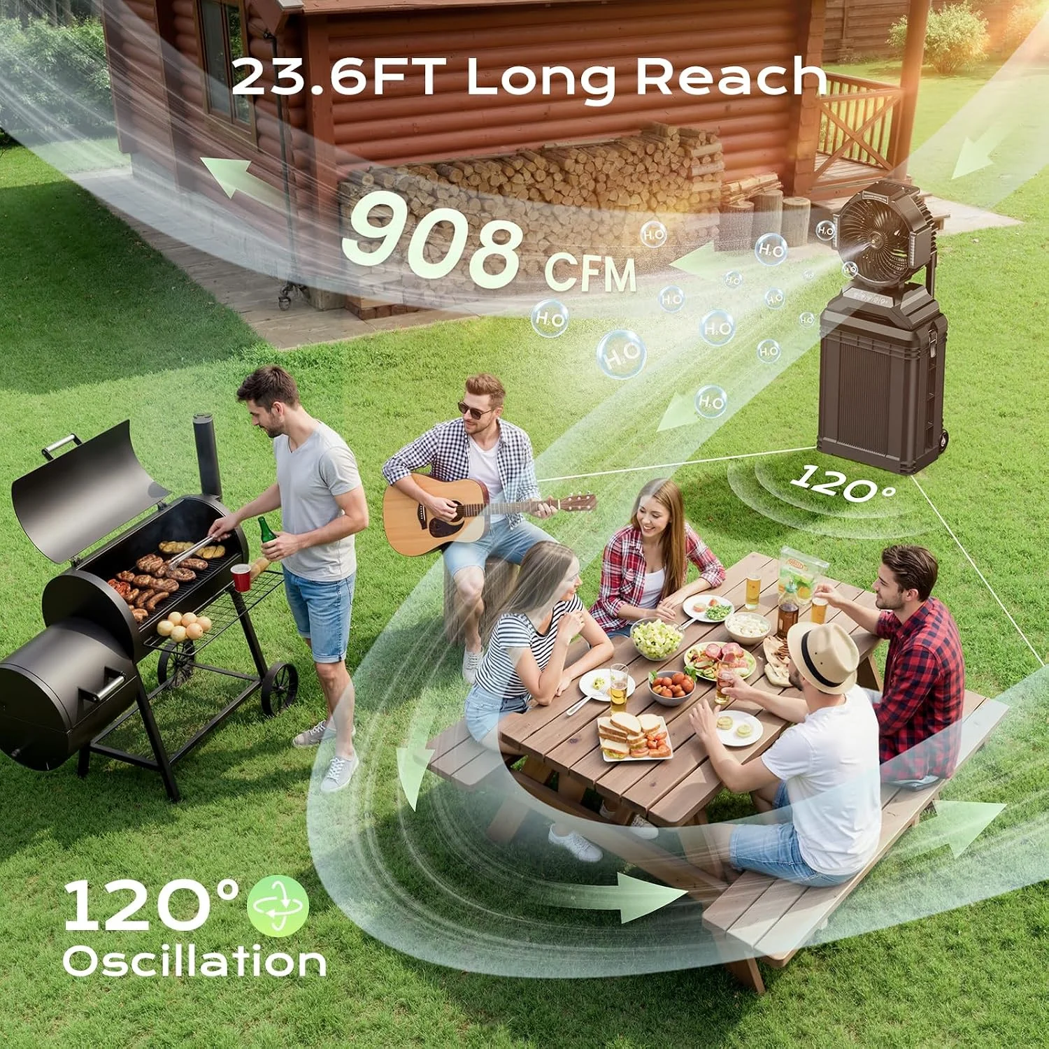 4 Gal Large Misting Bucket Fan Portable, 40000mAh Rechargeable Mister Fan with Retractable Handle & - Image 2