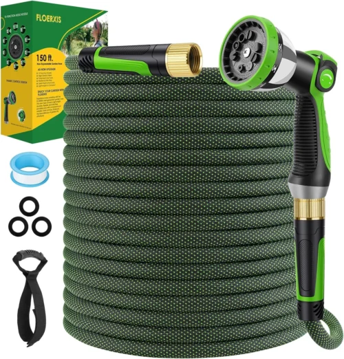 Alternative view of Non-Expandable Garden Hose 100 FT, Lightweight Hose with 10 Function Spray Nozzle, 360?? Swivel Connectors