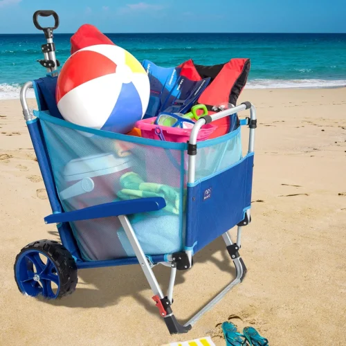 Alternative view of Sports Beach Day Foldable Chaise Lounge Chair with Integrated Wagon Pull Cart Combination and Heavy Wheels