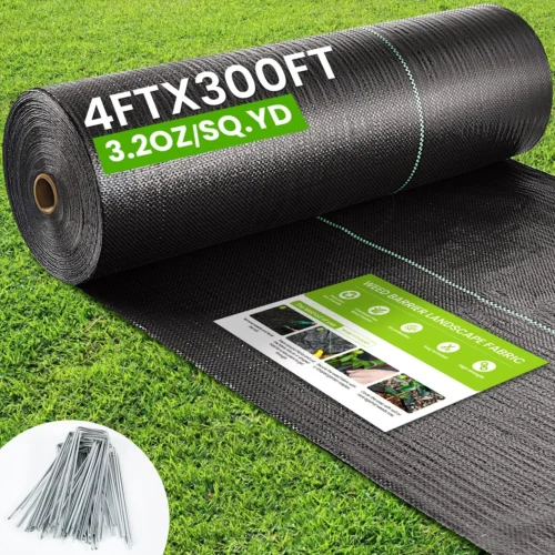 Alternative view of 4FTX300FT Weed Barrier Fabric, 3.2oz Landscape Fabric, Durable Weed Barrier Fabric Heavy Duty with 20 U-Shaped