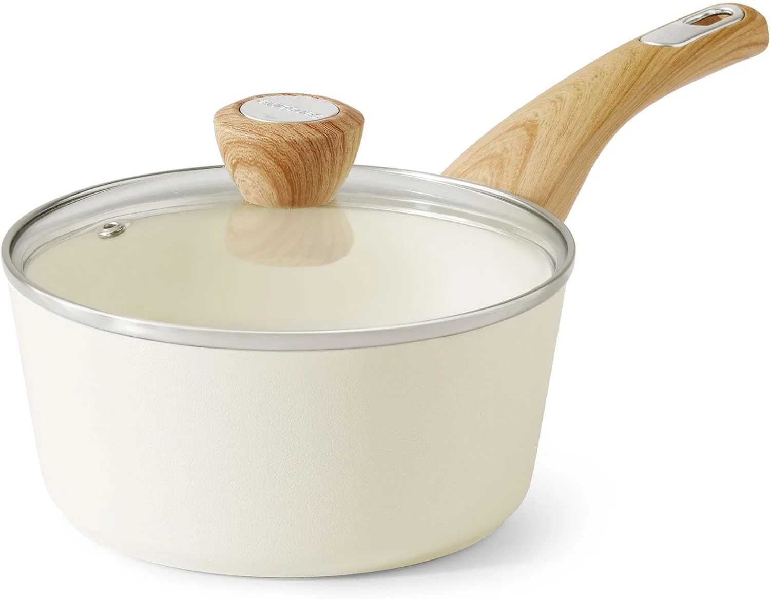 SENSARTE Ceramic Nonstick Sauce Pan with Lid, 1.5 Quart Small Saucepan, White Cooking Pot with Stay Cool Handle, Non toxic Kitchen Sauce Pot, Non stick Sauciers, Induction Pot, PFOA PTFE PFAS Free - Image 2