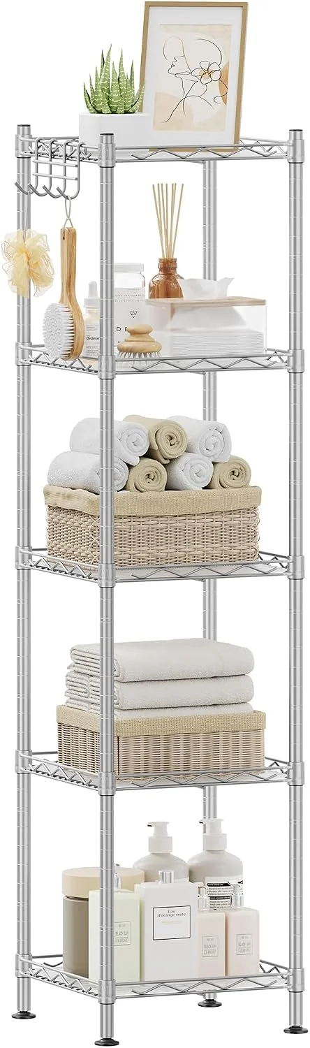 5-Tier Bathroom Shelf, Storage Rack for Small Space - Image 7