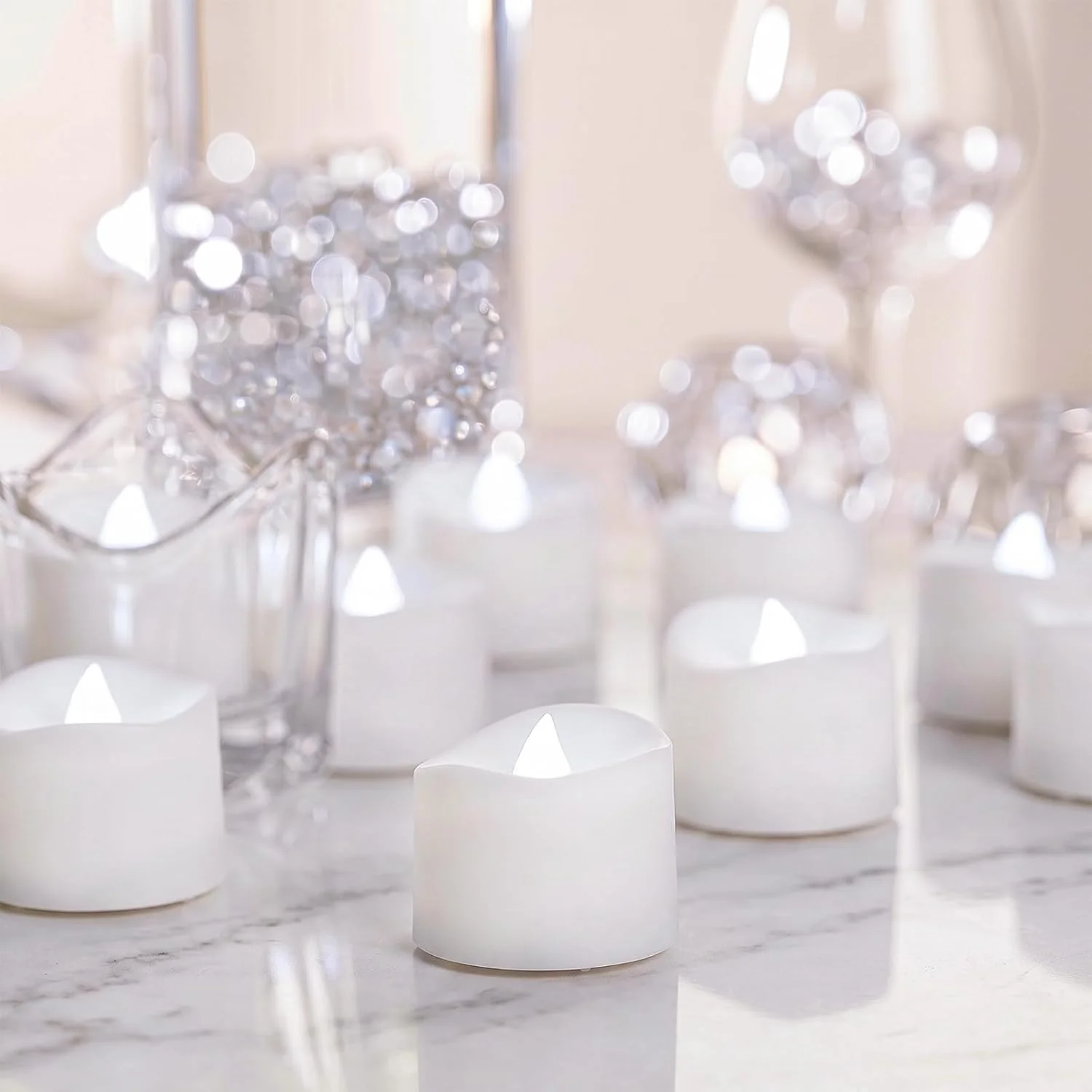 50-Pack Flameless Tea Lights Candles Battery Operated, 200+ Hours - Image 2