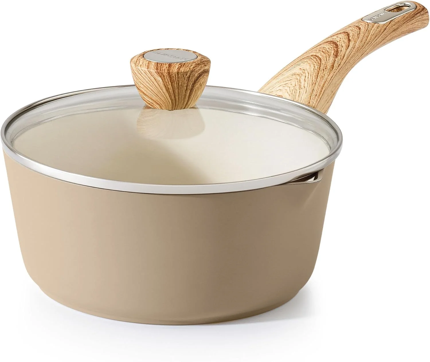 SENSARTE Ceramic Nonstick Sauce Pan with Lid, 1.5 Quart Small Saucepan, White Cooking Pot with Stay Cool Handle, Non toxic Kitchen Sauce Pot, Non stick Sauciers, Induction Pot, PFOA PTFE PFAS Free - Image 3