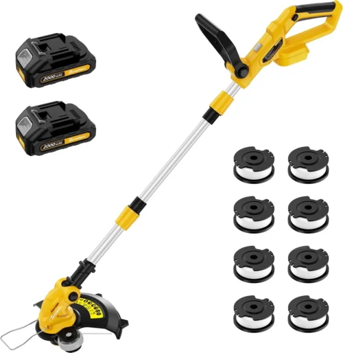 Electric Weed Wacker Edger Lawn Tool, Battery Powered Weed Eater 12-Inch Cordless String Trimmer Grass Trimmer Lightweight Yard Tools for Garden