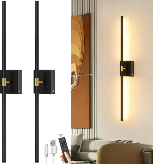 Alternative view of Battery Operated Wall Sconces Set of 2: 10000mAh Rechargeable Wireless Wall Lights, 360?? Rotatable Magnetic Wall Lamp