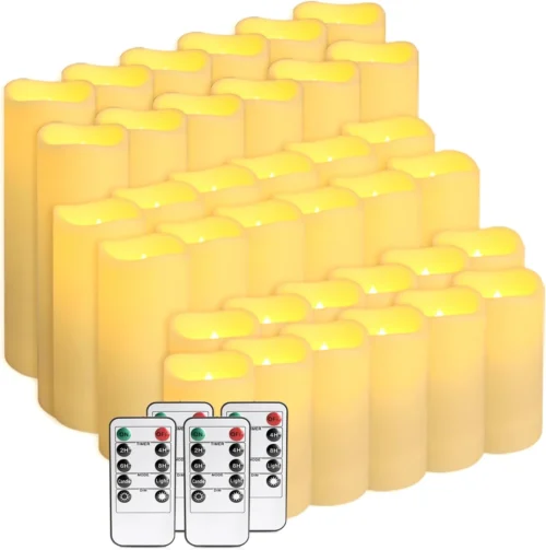 24-Pack LED Flameless Candles with Remote Control -Flickering Electric Candles- Timer Candles -3D Flame, for Halloween Christmas Parties, Wedding