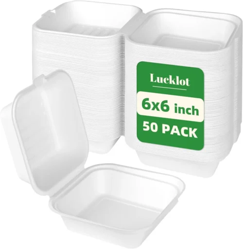 100 Pack 8??9 Inch 3-Compartment Compostable Bagasse Food Containers