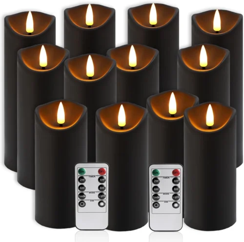 Alternative view of Set of 24 Waterproof Outdoor Flameless Candles, LED Candles with 4 Remote and Timer, (H 4 5 6 x D 2.2), for Halloween Wedding Festiv