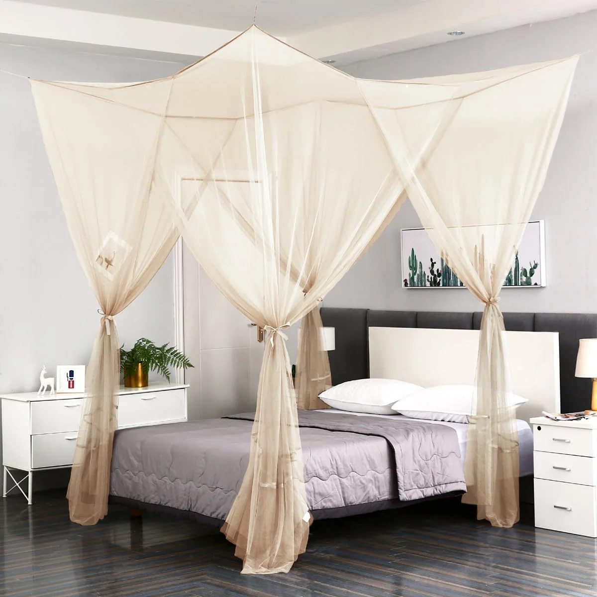 Nook Bed Canopy, Canopy Bed Curtains Bed Drapes for Full Queen King Size Bed, Mosquito Net Bed Curtains for Patio Indoor Outdoor Net - Image 4