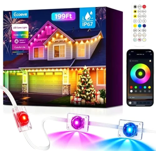 Alternative view of Permanent Outdoor Lights for House, 199ft Christmas RGB+IC Lights