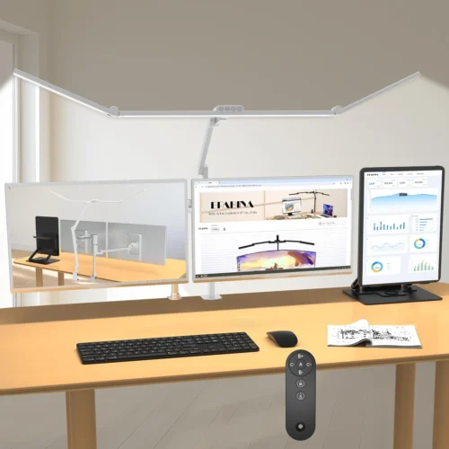 Lumen Ultra Bright Architect Desk Lamp with Clamp, 36W Tall Overhead Led Desk Light for Home Office, 47Inch Long Dimmable Computer Monitor Light Bar