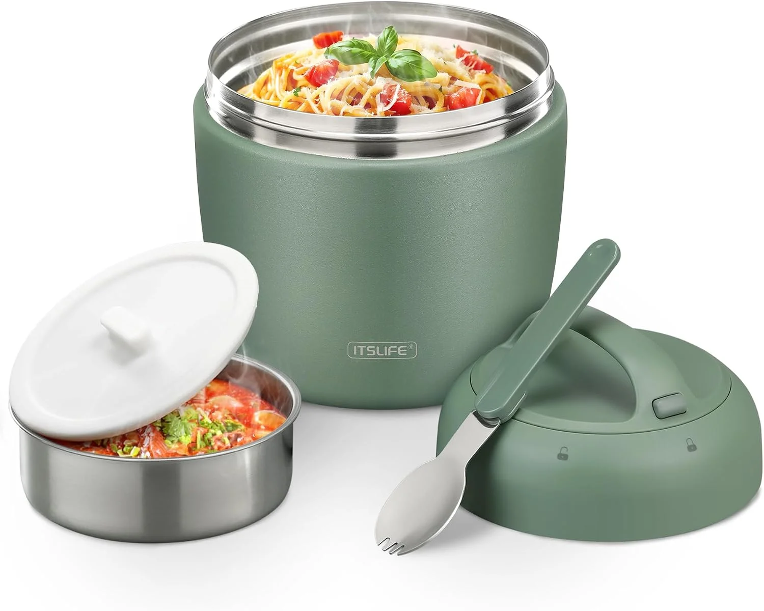 32oz Insulated Soup Thermo, Vacuum Stainless Steel Food Jar for Hot & Cold Food, Leakproof Wide Mouth Lunch Container with Spoon, Light Purple - Image 4