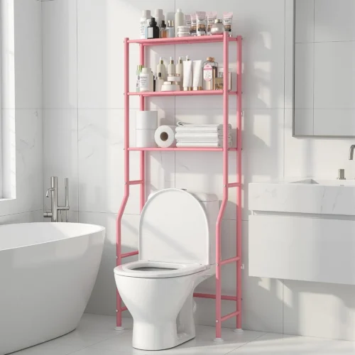 Alternative view of 3-Tier Over Toilet Storage Rack, Anti-Wobble, Black