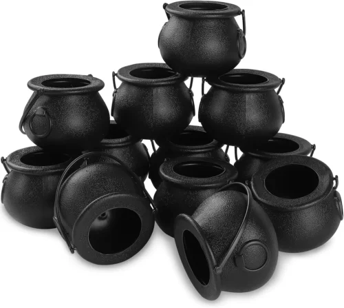 Alternative view of 12.6 and 7.4 Package Halloween Large Cauldron, 2pcs Black Plastic Witch Cauldron Kettle Halloween Pot Candy Holder for Halloween & St. Patrick??s Day