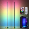 Corner Floor Lamp 2 Pack, RGBICW LED Corner Lamp with 1300lm Smart Modern Floor Lamp, App & Remote Control, Music Sync