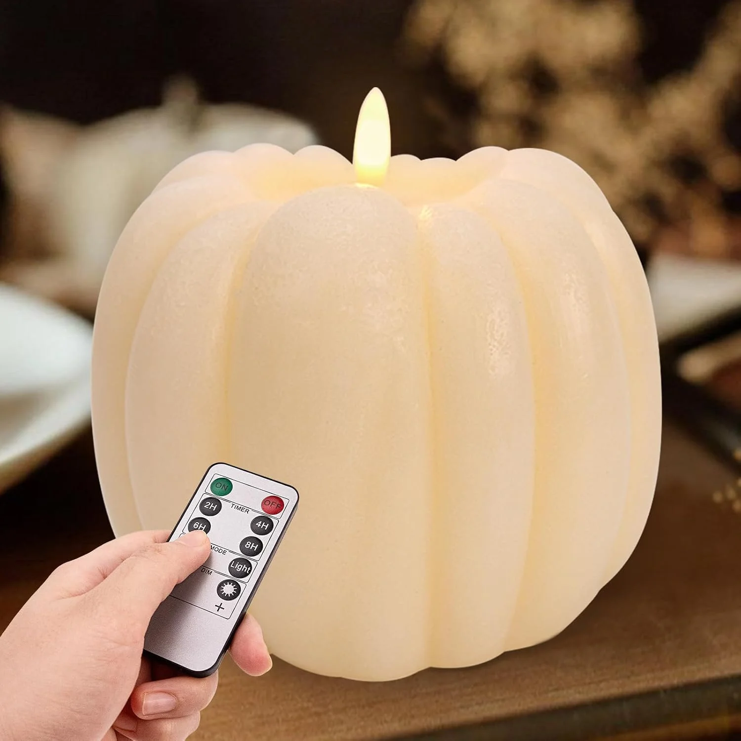Decorations for Home - Flickering Flameless Wax Pumpkin LED Candle