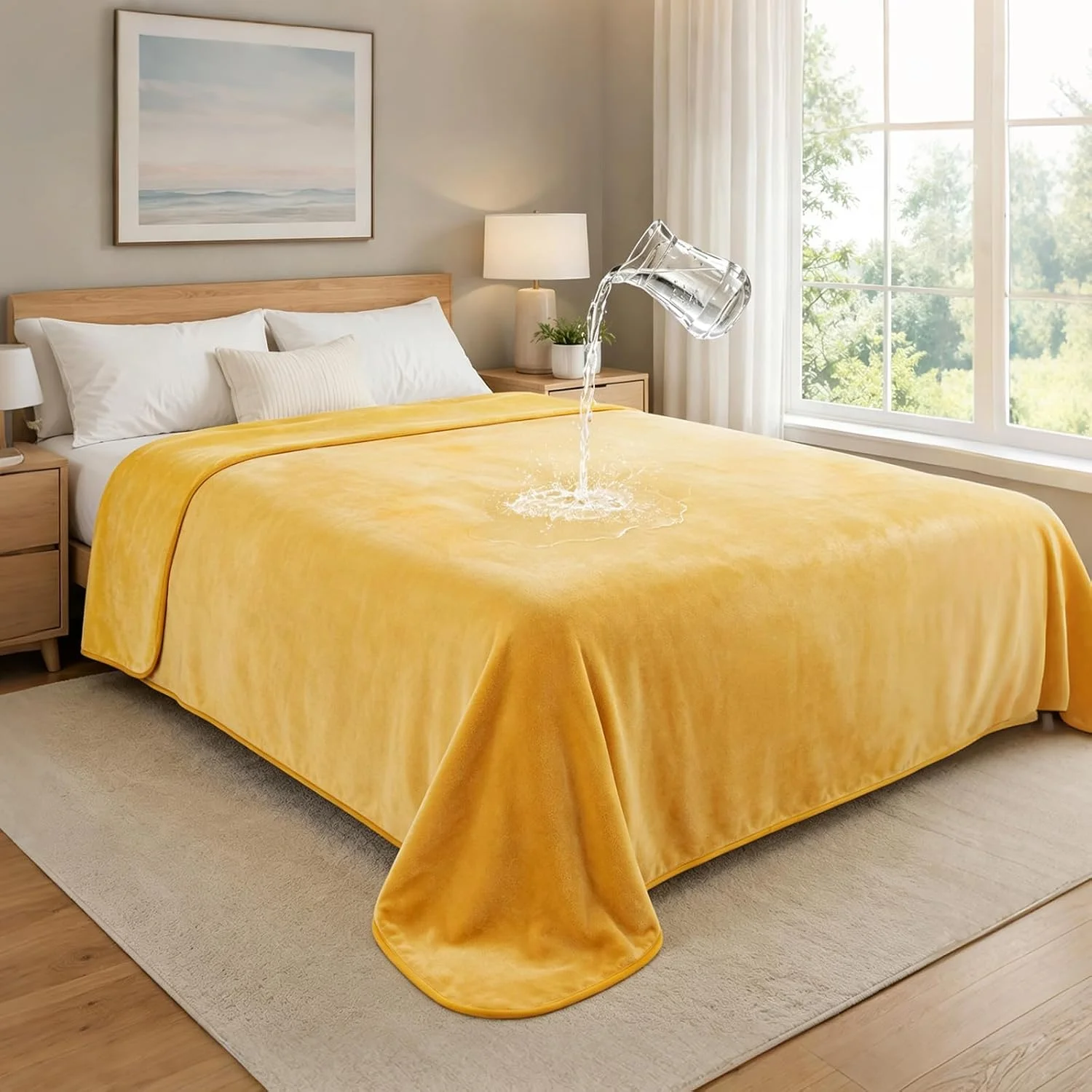 LOOBANI Waterproof Blanket for Bed, Soft Flannel Twin Bed Blanket 60 x 80 - Image 3