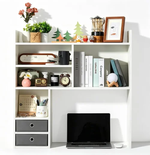 Alternative view of Desktop Bookshelf, High-Capacity Desk Hutch Organizer, White