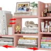 Desk Shelves Desktop Organizer Shlef - Black Office Organization for Top of Desk Organizers and Accessories Corner Bookshelf Table Top Shelving Small Hutch Decorations for Office