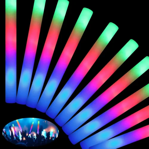 46 PCS Foam Glow Sticks with 3 Modes Colorful Flashing, Foam Light Up Sticks, LED Light Sticks, Glow Sticks Party Pack for Halloween, New Year