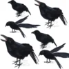 Halloween Crow Decorations 6 Pack Fake Black Crows and Ravens