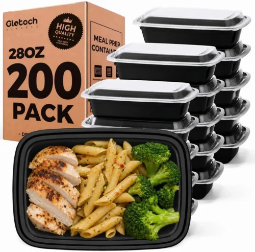 Alternative view of Meal Prep Containers 24oz-100 Pack (200-Piece) Reusable Food Storage Containers with Lids Microwave, Freezer, Dishwasher Safe - Leakproof & BPA Free Durable Plastic Bento Box for To Go Take Out
