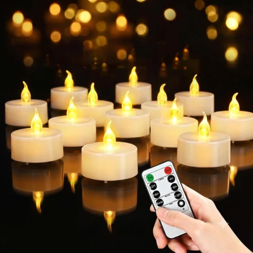 Alternative view of 24PCS Flameless Tea Lights Candles with Remote Timer, Led Battery Operated Electric Votive Candle for Wedding Centerpiece Table Decorations
