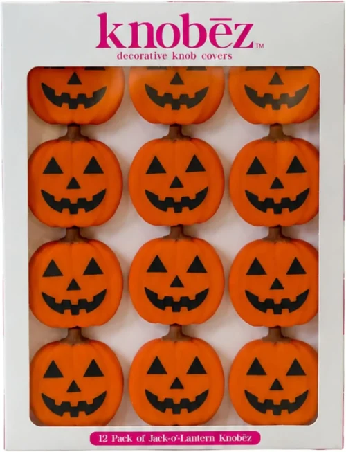 12pk Jack o Lantern Decorative Knob Covers for Halloween Decor